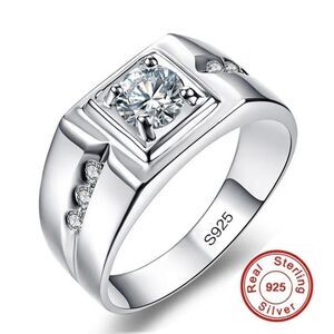 Men's Sterling Silver 925 cubic zirconia ring / promise, wedding, gift valentine